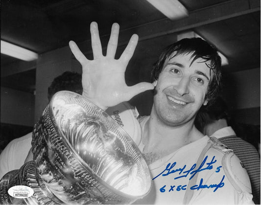 Auto. Montreal Canadiens Guy Lapointe 8x10 w 6X SC Champ Inscription #3 with JSA