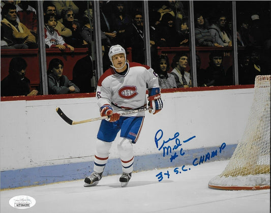 Auto. Montreal Canadiens Pierre Mondou 8x10 with Inscription 3X SC Champ w JSA