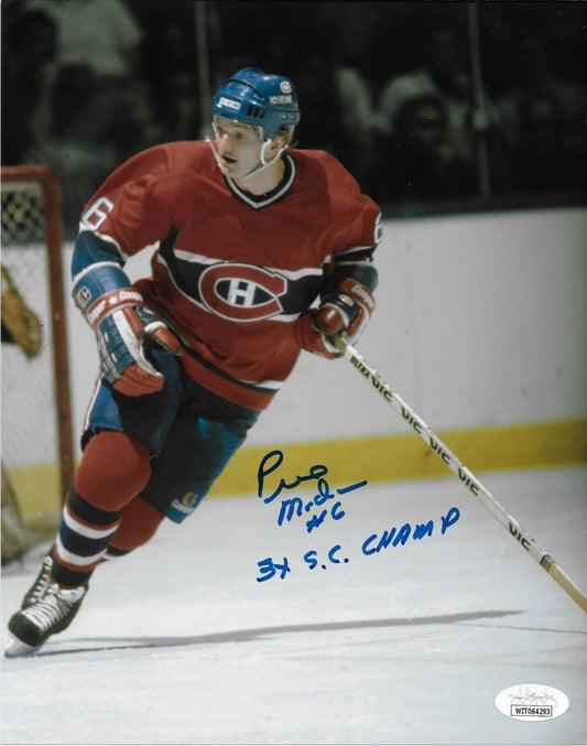 Auto Montreal Canadiens Pierre Mondou 8x10 #4 with Inscription 3X SC Champ w JSA