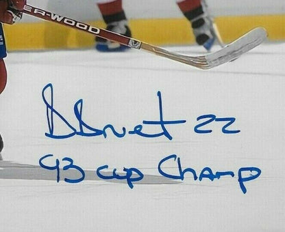Auto. Montreal Canadiens Benoit Brunet 8x10 #2 w Inscription 93 Cup Champ w JSA