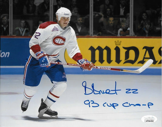 Auto. Montreal Canadiens Benoit Brunet 8x10 #3 w Inscription 93 Cup Champ w JSA