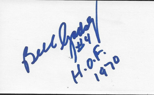 Auto. Hall of Famer Detroit Red Wings Bill Gadsby Signed 3x5 Index Card