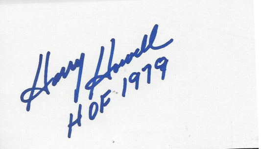 Autographed Hall of Famer New York Rangers Harry Howell Signed 3x5 Index Card