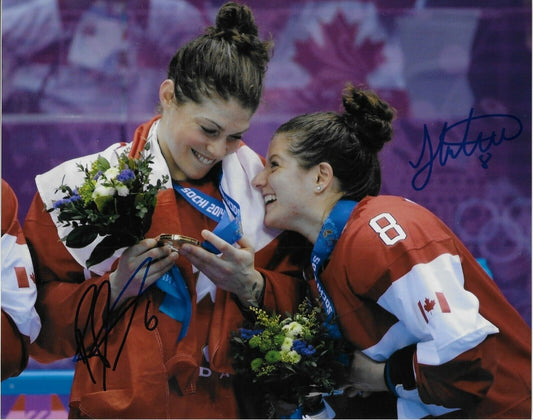 Signed Laura Fortino Rebecca Johnston Team Canada 2014 Olympics Womens 8x10 Ph.