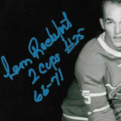 Autographed Montreal Canadiens Leon Rochefort 8x10 Ph. #3 Inscribed 2 Cups 66 67