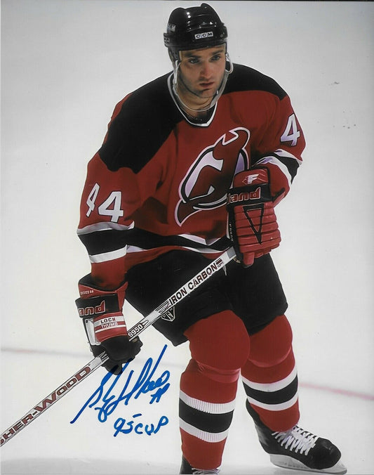 Auto. New Jersey Devils Stephane Richer 8x10 Photo #8 with Inscription 95 Cup