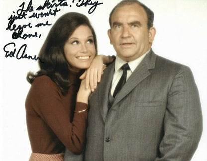 Autographed Award winner Ed Asner signed  Mary Tyler Moore 8x10 photo