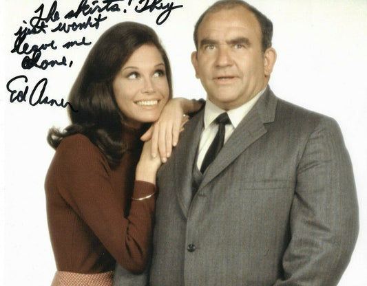 Autographed Award winner Ed Asner signed  Mary Tyler Moore 8x10 photo
