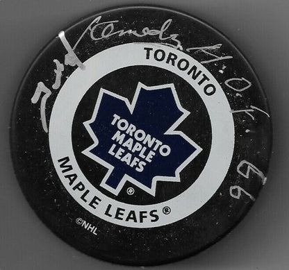 Auto. Toronto Maple Leafs Ted Kennedy Official Game Puck with JSA Authentication