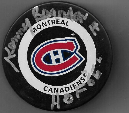 Auto. Montreal Canadiens Kenny Reardon Official Game Puck w JSA Authentication