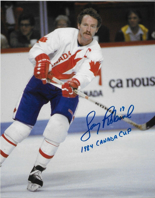 Auto. Montreal Canadiens Larry Robinson Team Canada 8x10 Photo w 1984 Canada Cup