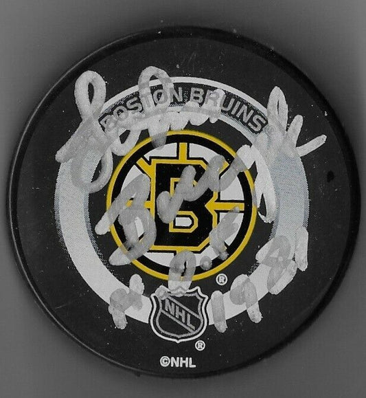 Auto. Boston Bruins John Bucyk Official Game Puck Hof F 1981 JSA Authentication