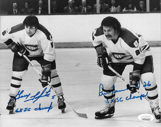 Auto. Montreal Canadiens Pierre Bouchard Guy Lapointe 8x10 w JSA  Authentication