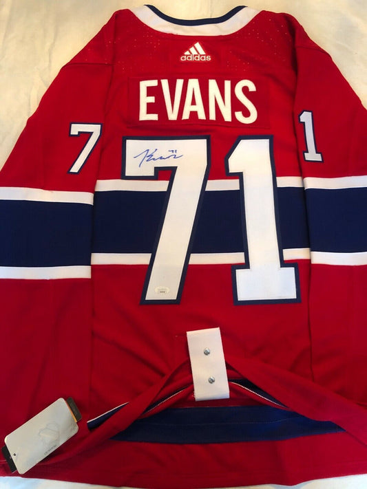 Auto. Authentic Replica Adidas Montreal Canadiens Jake Evans Jersey w JSA