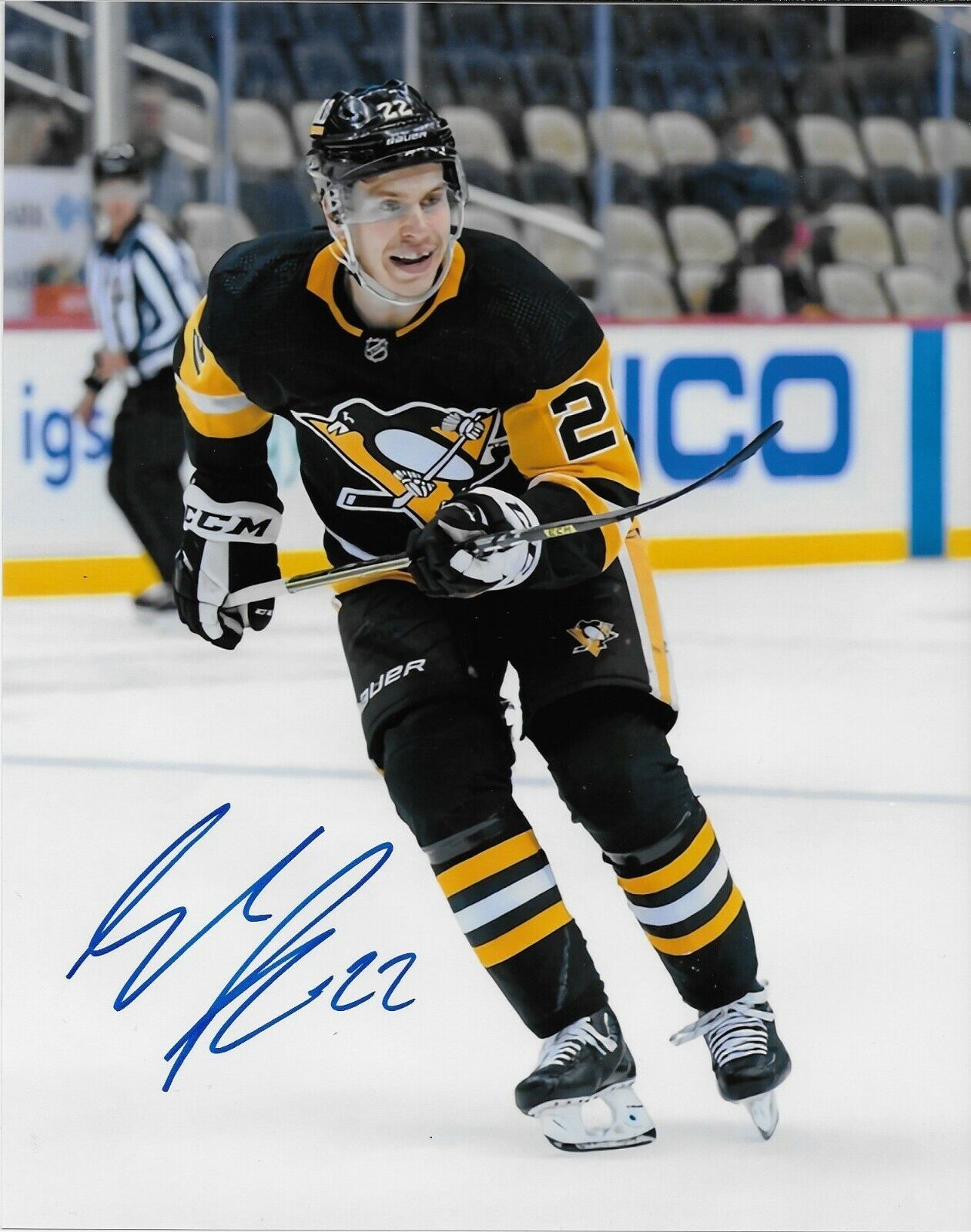 Autographed Pittsburgh Penguins Sam Poulin 8x10 Photo #2 Original