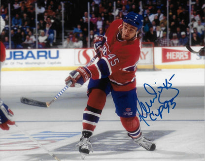 Autographed Montreal Canadiens Gilbert Dionne 8x10 Photo with Inscription 93 Cup