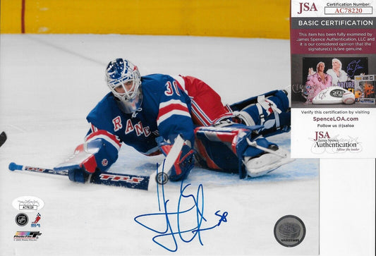 Auto. New York Rangers Henrik Lundqvist 8x10 Photo Original w JSA Authentication