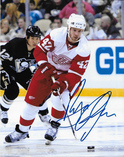 Photo autographiée de Ryan Johnson des Red Wings de Detroit 8x10