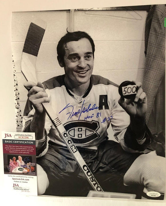 Auto. Montreal Canadiens Frank Mahovlich 11x10 Photo w JSA w Hof F Inscription