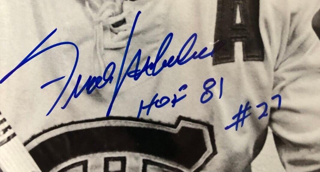 Auto. Montreal Canadiens Frank Mahovlich 11x10 Photo w JSA w Hof F Inscription