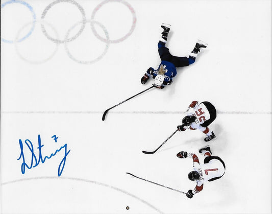 Carte de hockey féminine 8x10 autographiée par Laura Stacey, équipe canadienne olympique, Ph. #6, originale