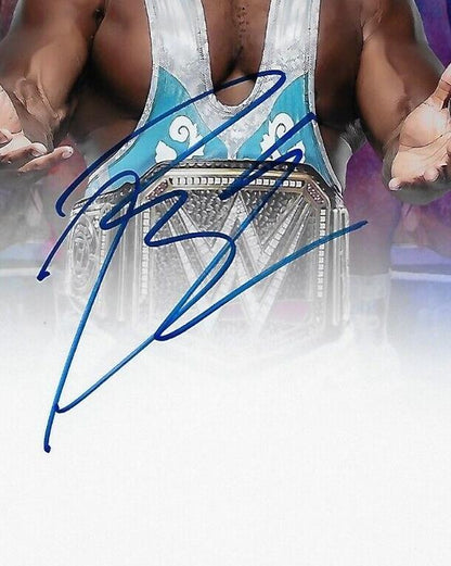 Photo autographiée de catch Big E WWE 8x10 #6 Original avec authentification JSA