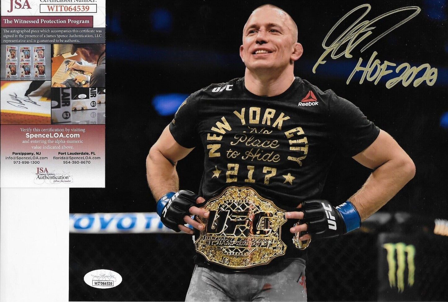 Autographed UFC Hall of Famer Georges St Pierre 8x10 Photo Original with JSA