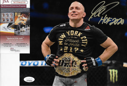 Autographed UFC Hall of Famer Georges St Pierre 8x10 Photo Original with JSA