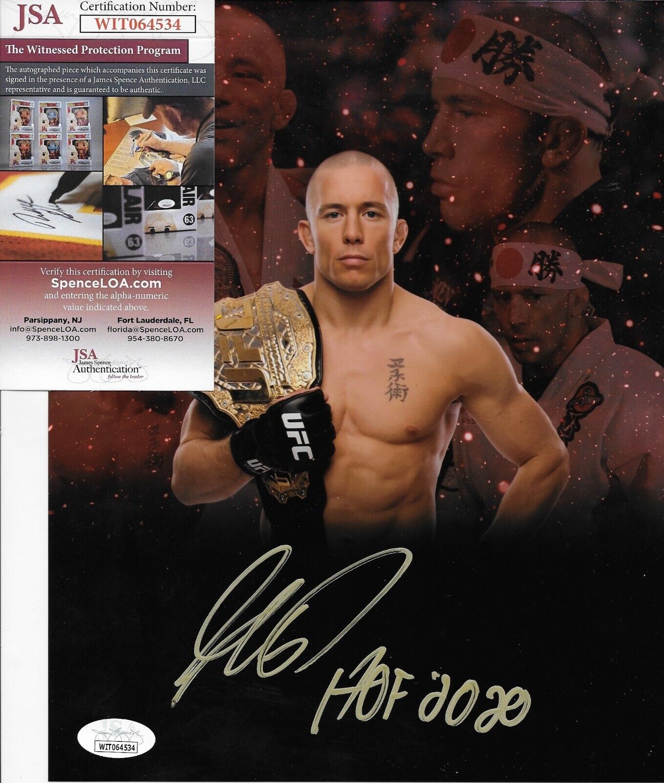 Autographed UFC Hall of Famer Georges St Pierre 8x10 Photo #5 Original with JSA