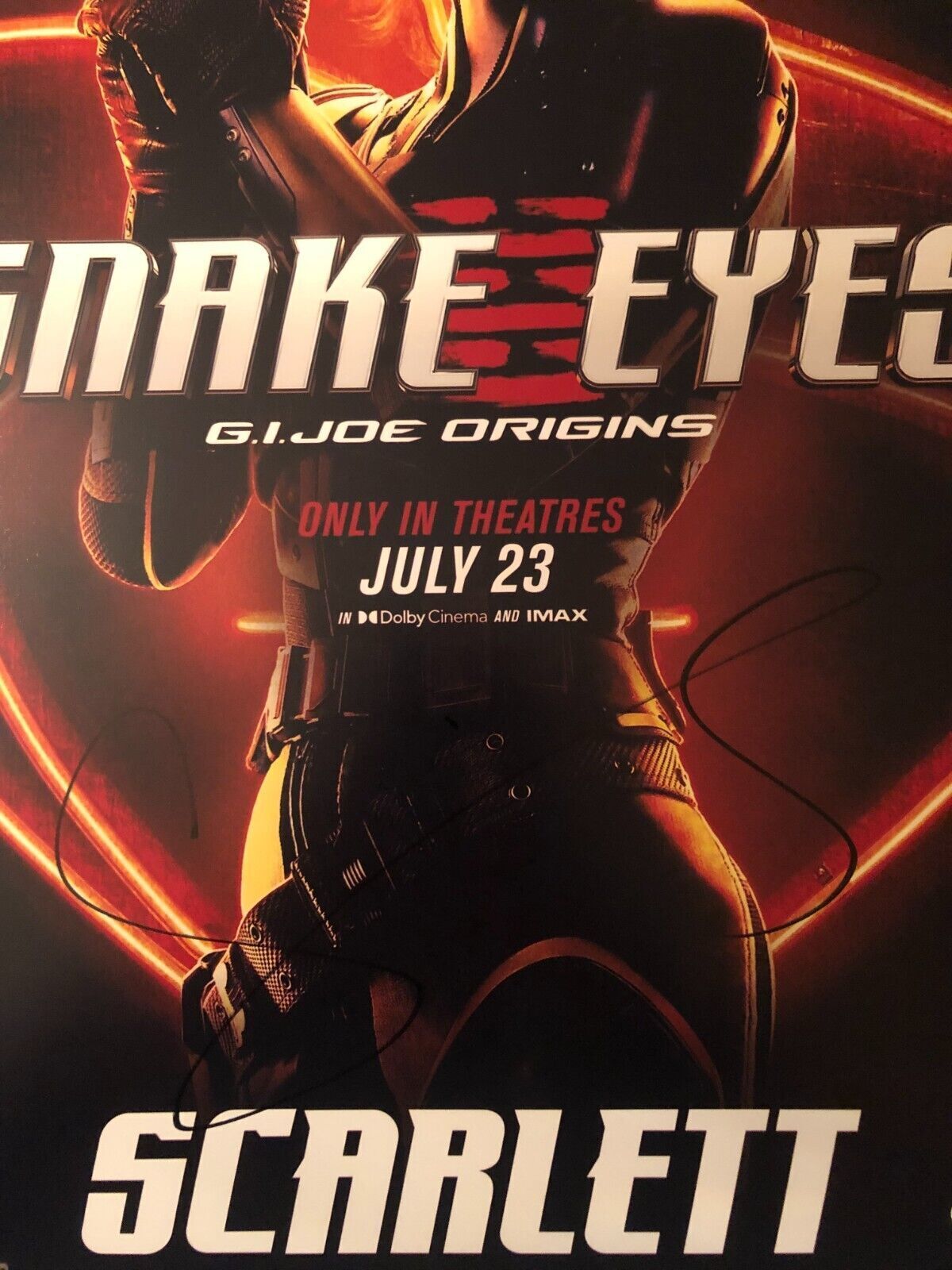 Photo autographiée Snake Eyes 12x18 signée par Samara Weaving Scarlett JSA cert