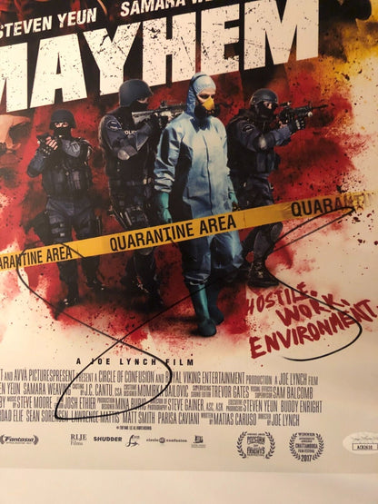 Photo autographiée Mayhem 12x18 signée par Samara Weaving JSA cert