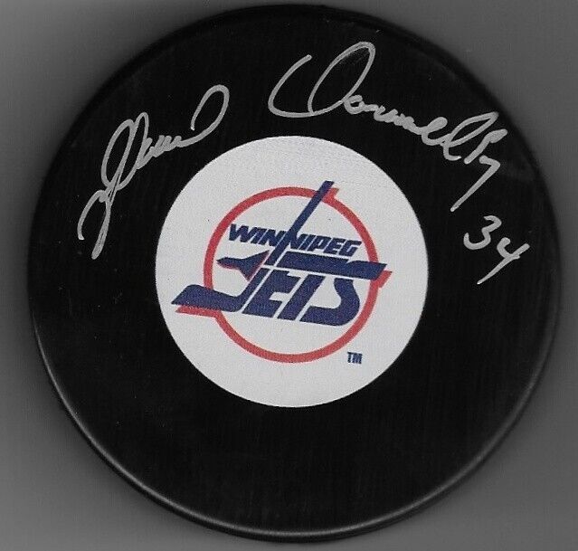 Autographed Winnipeg Jets Gord Donnelly Signed Hockey Puck Original