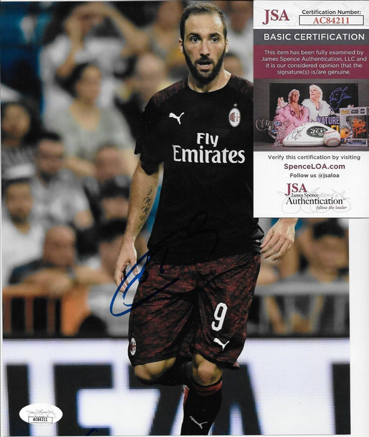 Autographed Gonzalo Higuain AC Milan Soccer 8x10 Photo #4 w JSA Authentication