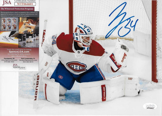 Photo 8x10 signée par Jake Allen, Canadiens de Montréal, n° 19, séance privée avec JSA