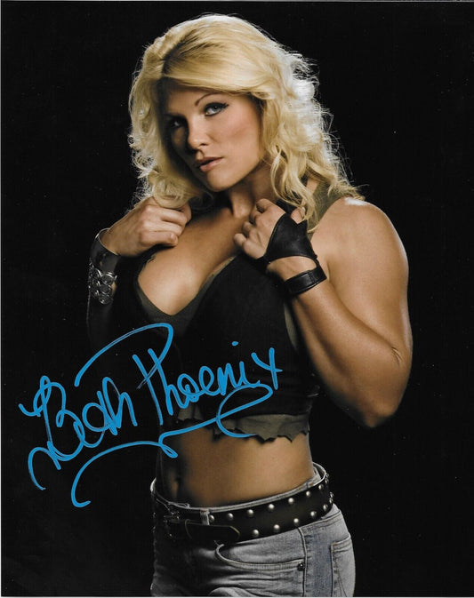 Photo autographiée de la lutteuse Beth Phoenix signée WWE Smack Down 8x10 #3 Original