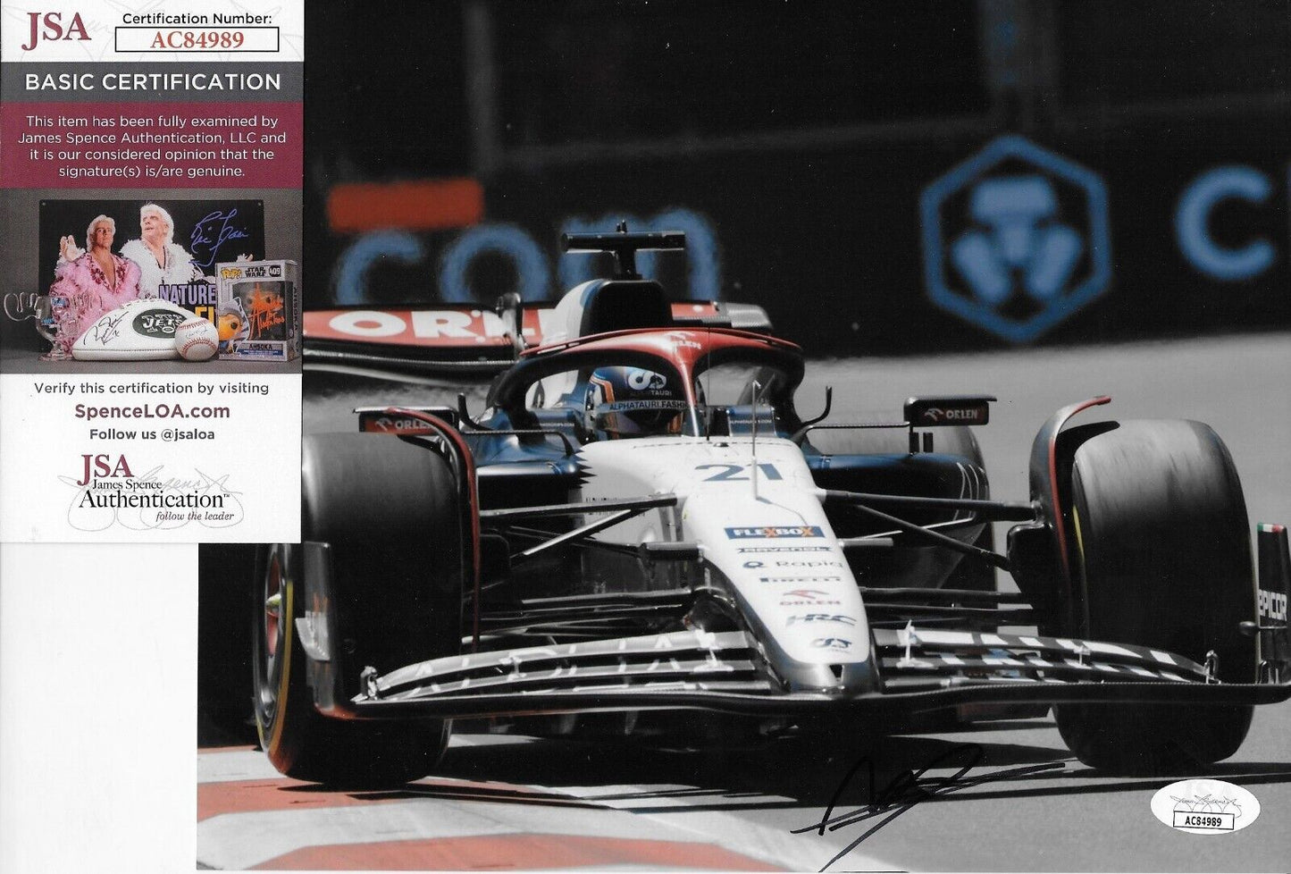 Formule 1 dédicacée Alpha Tauri Nyck De Vries 8x10 Photo 5 2023 Original avec JSA