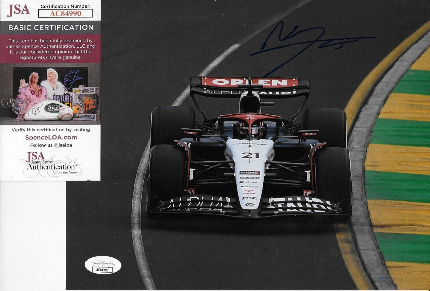 Formule 1 dédicacée Alpha Tauri Nyck De Vries 8x10 Photo 6 2023 Original avec JSA