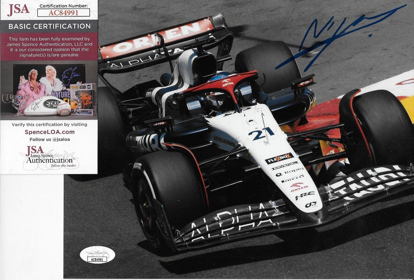 Formule 1 dédicacée Alpha Tauri Nyck De Vries 8x10 Photo 7 2023 Original avec JSA