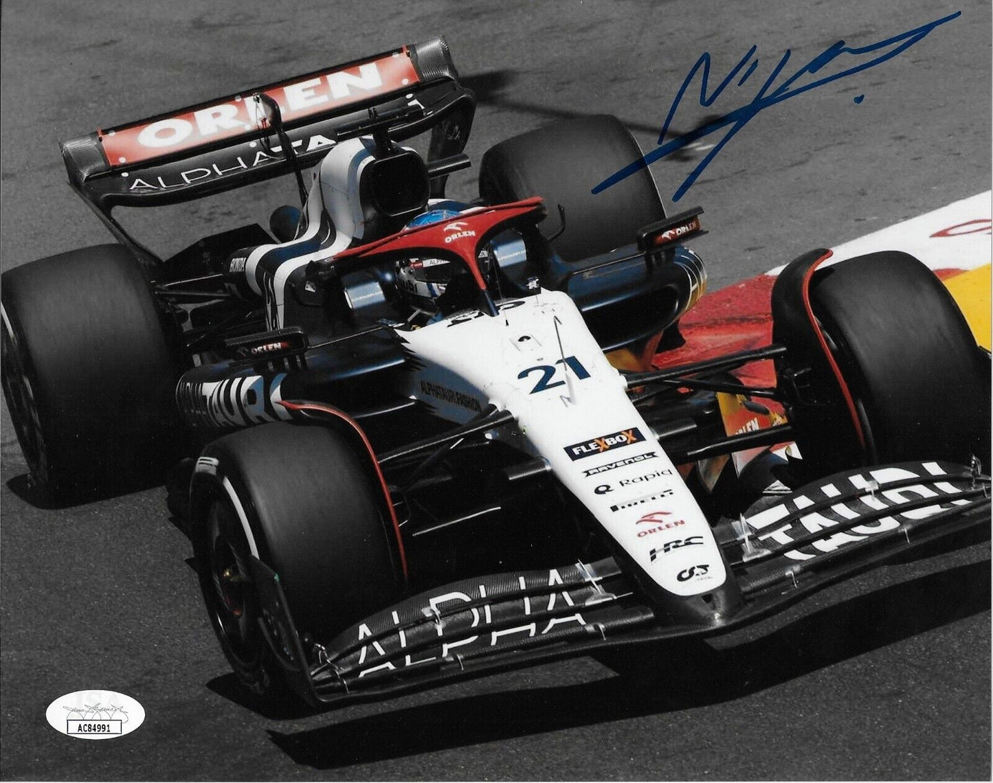 Formule 1 dédicacée Alpha Tauri Nyck De Vries 8x10 Photo 7 2023 Original avec JSA