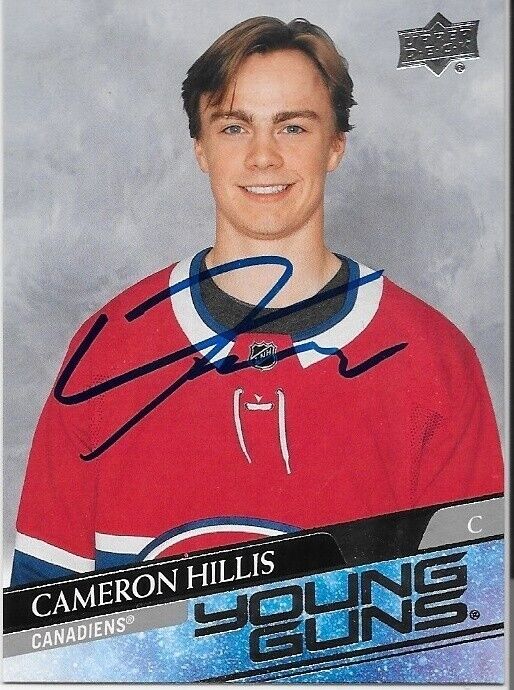 Autographed 2020-21 UD Montreal Canadiens Young Guns Cameron Hillis Rookie Card