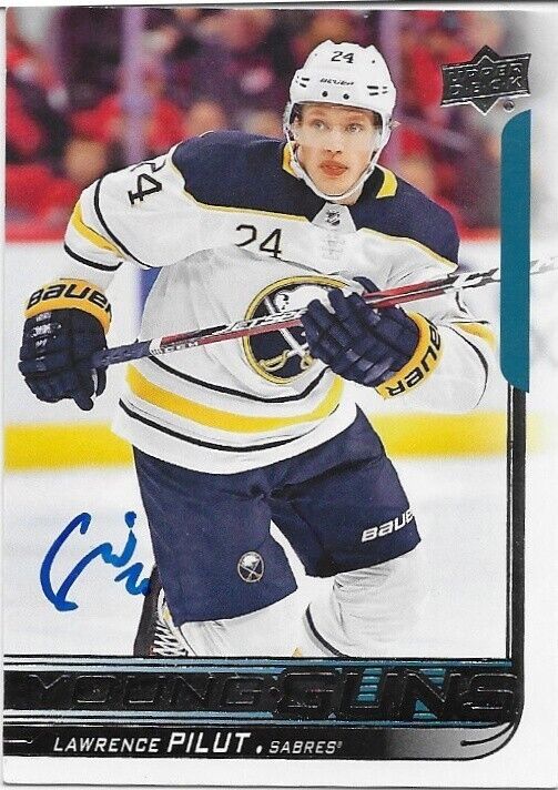 Autographed 2018-19 UD Buffalo Sabres Young Guns Lawrence Pilut Rookie Card