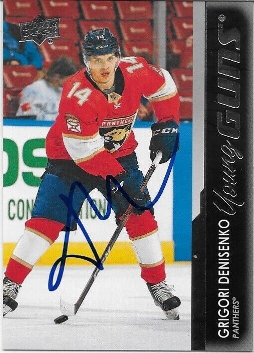 Autographed 2021-22 UD Florida Panthers Young Guns Grigori Denisenko Rookie Card