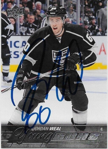 Autographed 2015-16 UD Los Angeles Kings Young Guns Jordan Weal Rookie Card