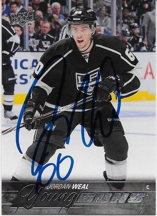 Autographed 2015-16 UD Los Angeles Kings Young Guns Jordan Weal Rookie Card