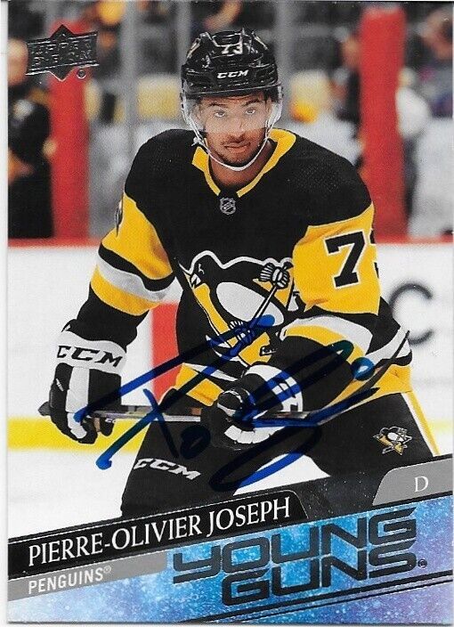 Auto. 20-21 UD Pittsburgh Penguins Young Guns Pierre Olivier Joseph Rookie Card