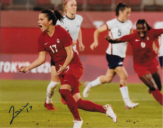 Signed Jessie Fleming Team Canada Soccer Gold 2020 Tokyo Olympics 8x10 Photo #1