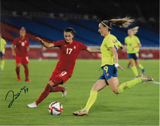 Signed Jessie Fleming Team Canada Soccer Gold 2020 Tokyo Olympics 8x10 Photo #2