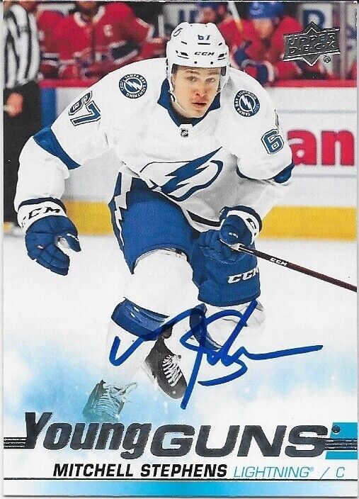 Autographed 19-20 UD Tampa Bay Lightning Young Guns Mitchell Stephens Rookie Crd