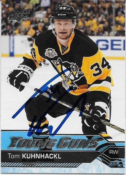Autographed 2016-17 UD Pittsburgh Penguins Young Guns Tom Kuhnhackl Rookie Card