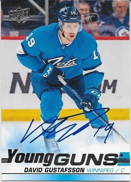 Autographed 2019-20 UD Winnipeg Jets Young Guns David Gustafsson Rookie Card